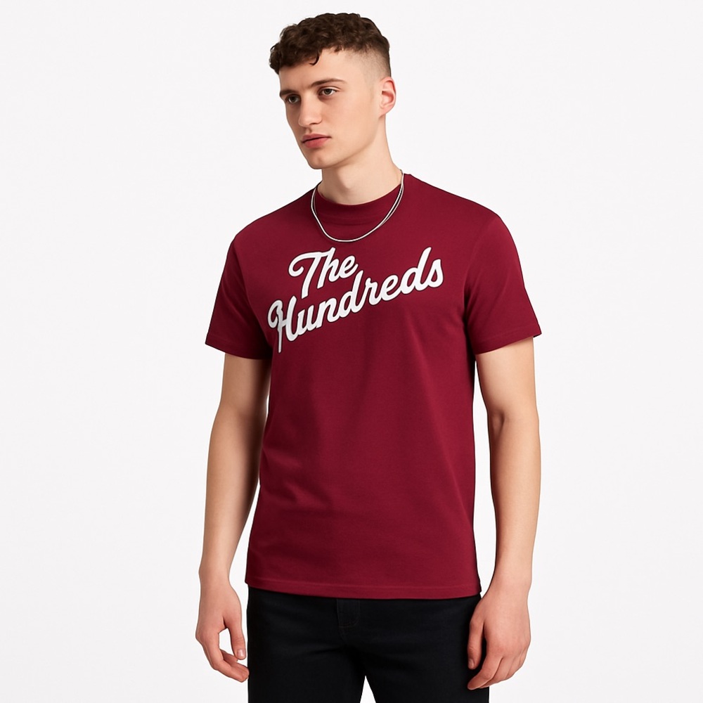 The Hundreds Burgundy Slant Print Logo T-Shirt